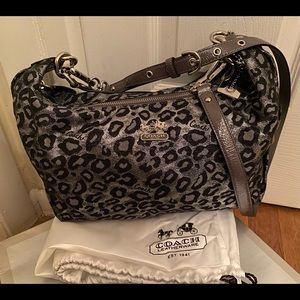 Coach Black/Gray Metallic Leopard Crossbody Bag
